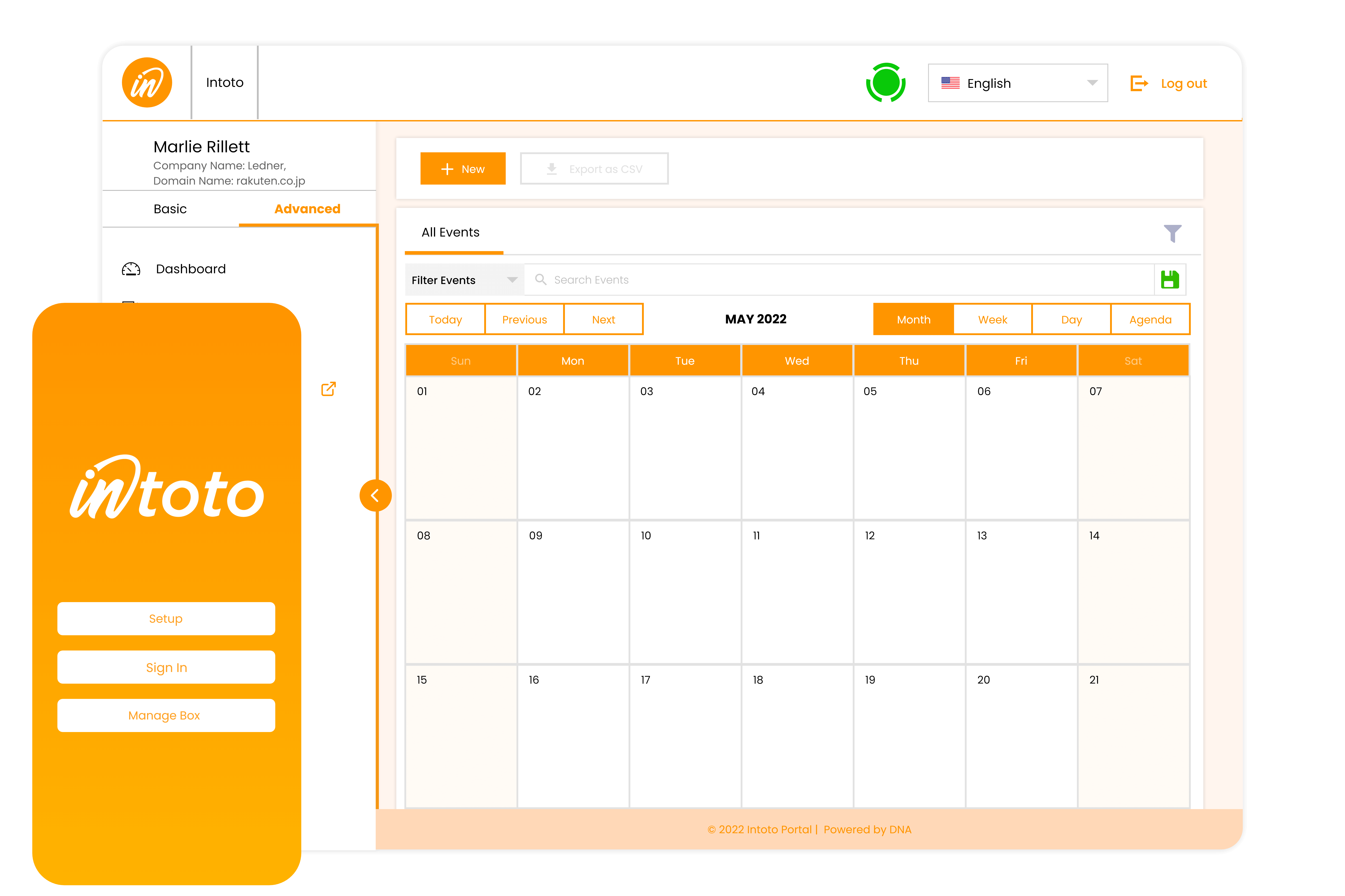 Image of the Intoto calendar dashboard and the intoto app sign up screen to show how simple this infrastructure platform is.